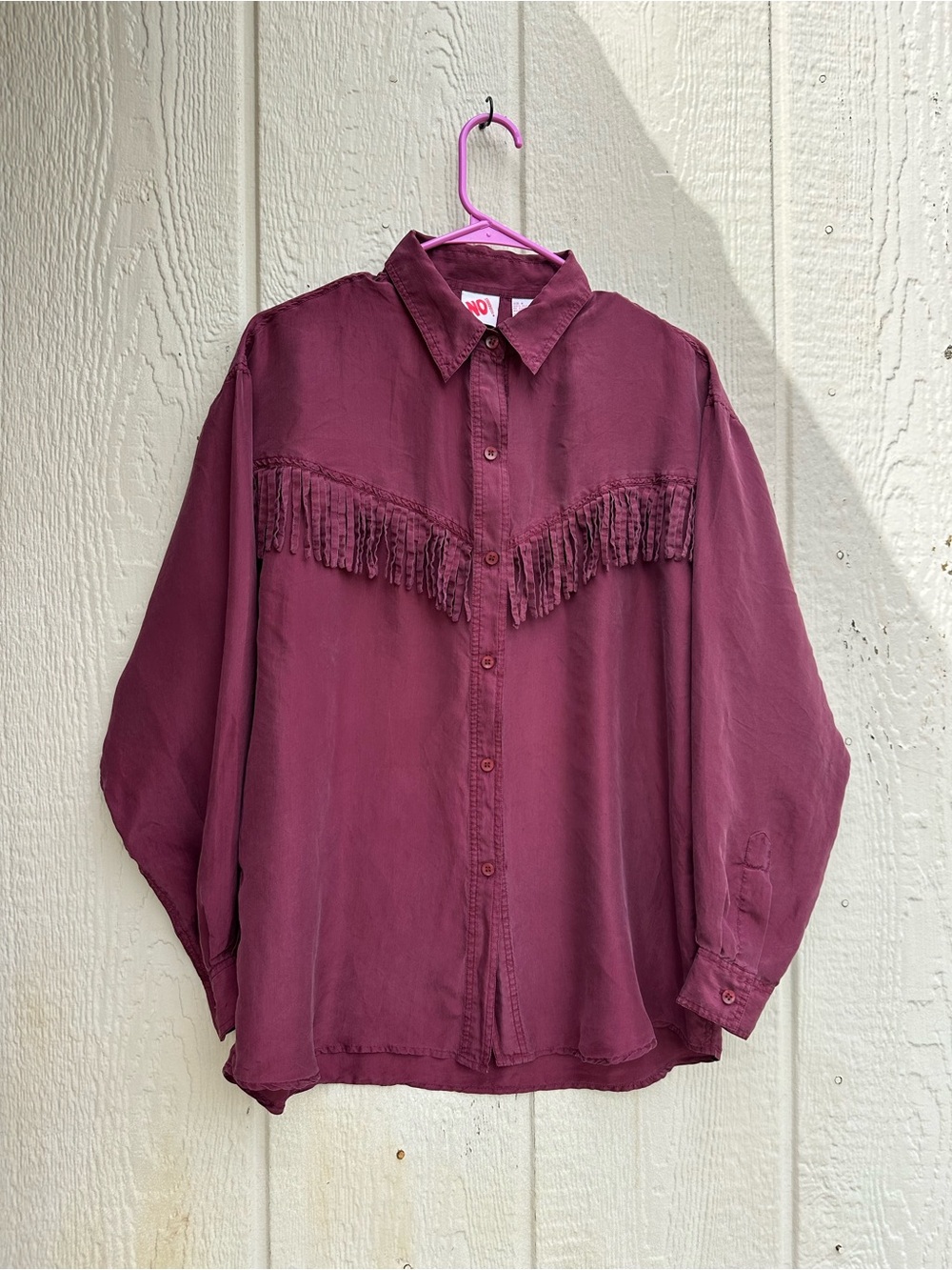 No Boundaries Burgundy Fringe Shirt Size M